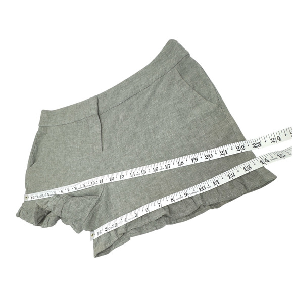 Ruffle Hem Shorts 4-inch Linen Pockets Chambray Gray Loft 8 Coastal Girly Preppy - Picture 9 of 13